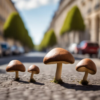Des champignons qui poussent dans une rue française