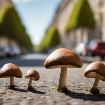 Psilocybine France : Des champignons qui poussent dans une rue française