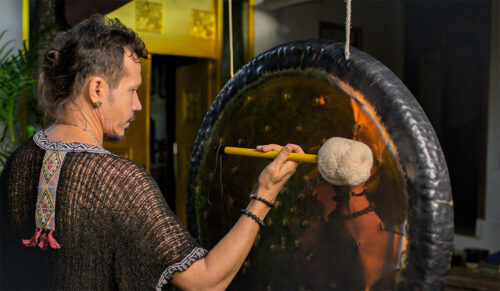Gong Bath During a Sound Therapy Session