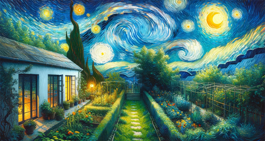 A psychedelic retreat in Van Gogh's style